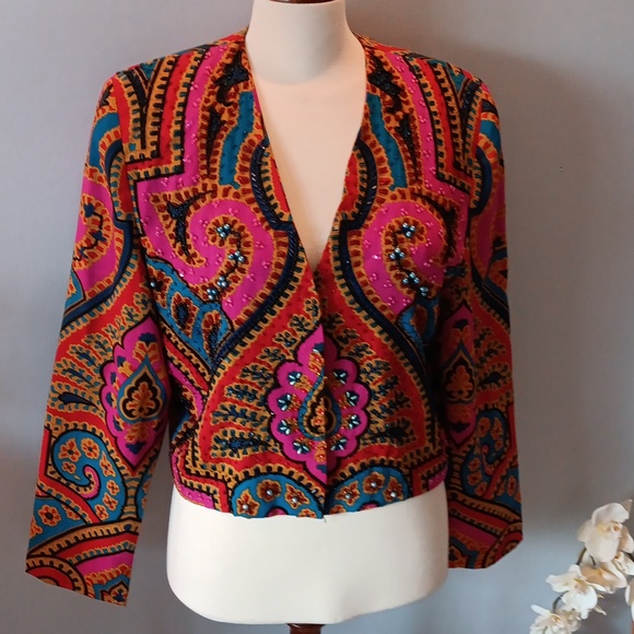 Vintage Diane Freis beaded wool jacket - Picture 1 of 6